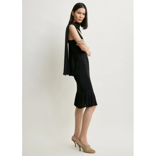 Toteme Fluted hem dress in Black, view 3