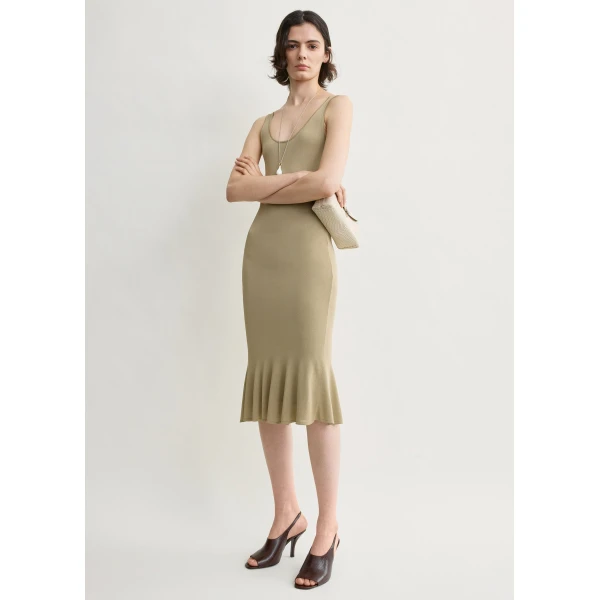 Toteme Fluted hem dress in Desert, view 2