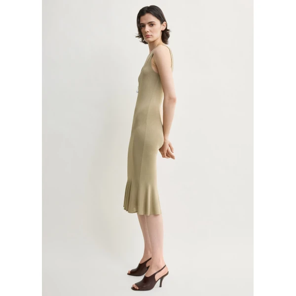 Toteme Fluted hem dress in Desert, view 3