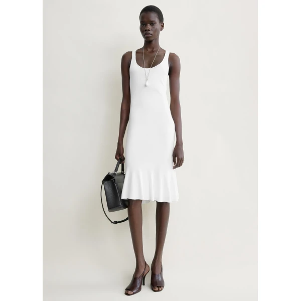 Toteme Fluted hem dress in Optic white, view 2