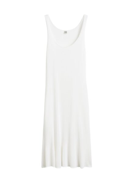 Totême Fluted hem dress in Optic white - Dresses - Scandinavian Minimalist Luxury at Luxury Shoes 