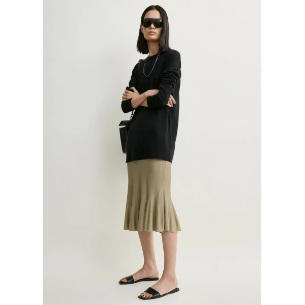 Toteme Fluted knit skirt in Desert, view 2