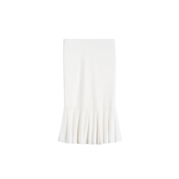 Totême Fluted knit skirt in Optic white - Skirts - Scandinavian Minimalist Luxury at Luxury Shoes 