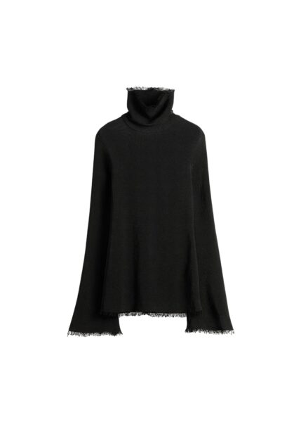 Totême Frayed-edge slim top in Black - Tops - Scandinavian Minimalist Luxury at Luxury Shoes 