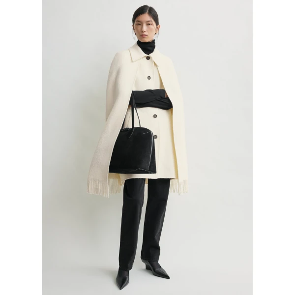 Toteme Fringe cape coat in Winter white, view 2