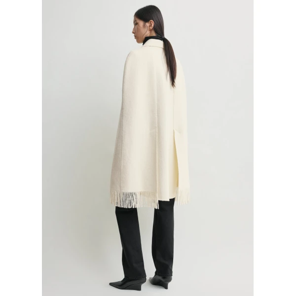 Toteme Fringe cape coat in Winter white, view 4