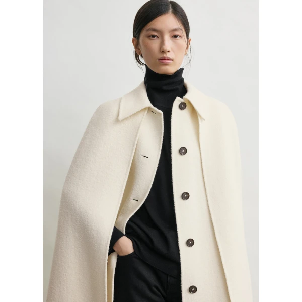 Toteme Fringe cape coat in Winter white, view 5