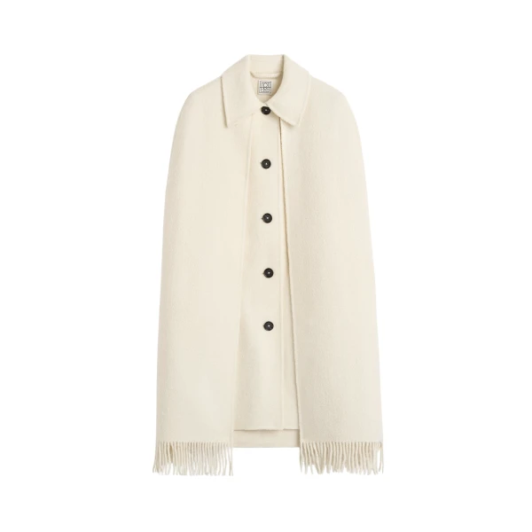 Toteme Fringe cape coat in Winter white