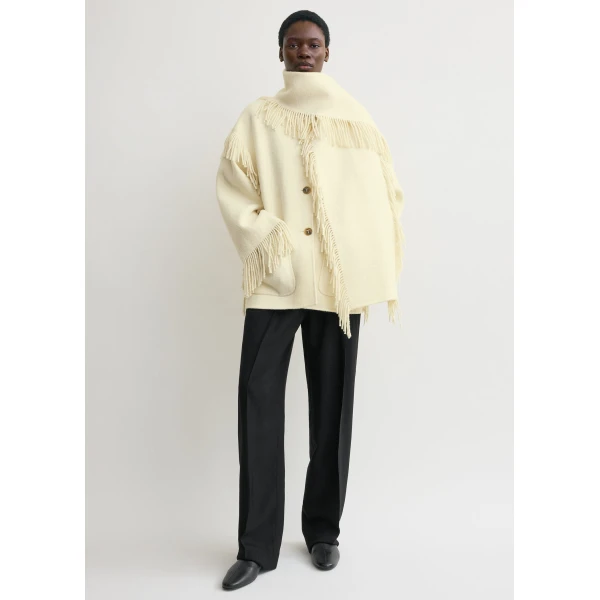 Toteme Fringed scarf jacket in Winter white, view 2