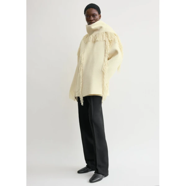 Toteme Fringed scarf jacket in Winter white, view 3