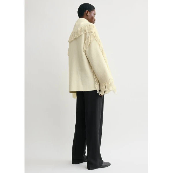 Toteme Fringed scarf jacket in Winter white, view 4