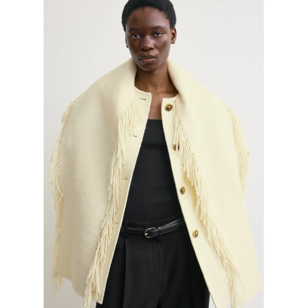 Toteme Fringed scarf jacket in Winter white, view 5