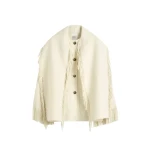 Toteme Fringed scarf jacket in Winter white