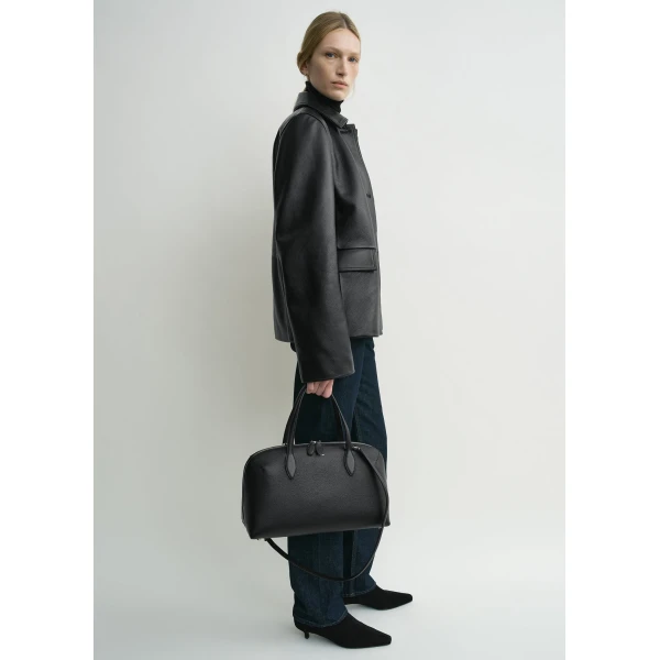 Toteme Grained leather jacket in Black, view 3