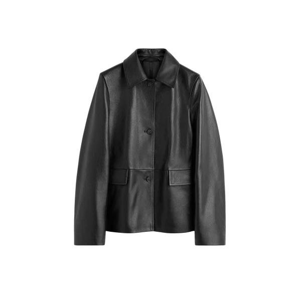 Toteme Grained leather jacket in Black