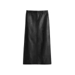 Toteme Grained-leather straight skirt in Black