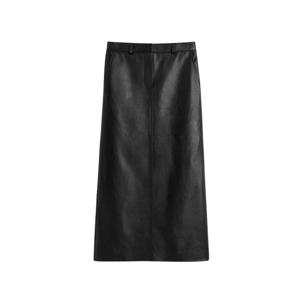 Toteme Grained-leather straight skirt in Black