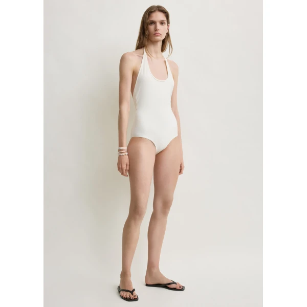 Toteme Halter tie swimsuit in Ecru, view 2