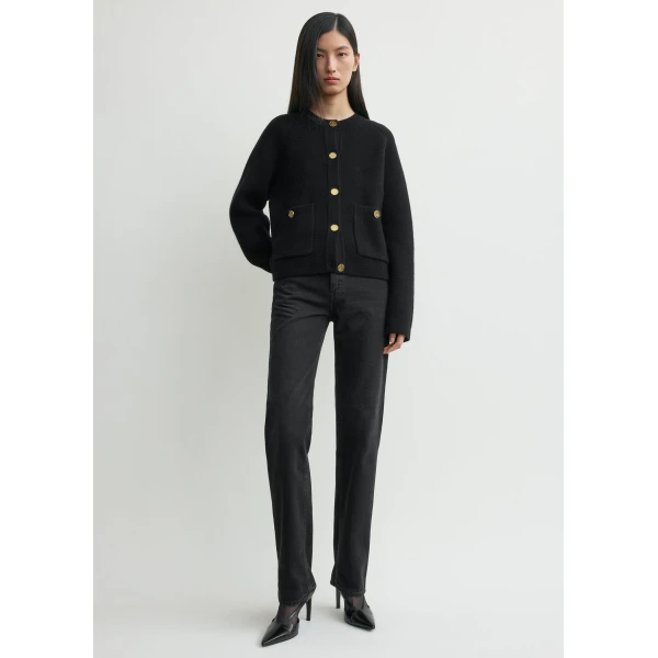 Toteme Hammered button cardigan in Black, view 2