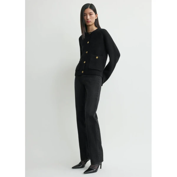 Toteme Hammered button cardigan in Black, view 3