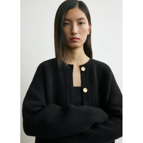 Toteme Hammered button cardigan in Black, view 5