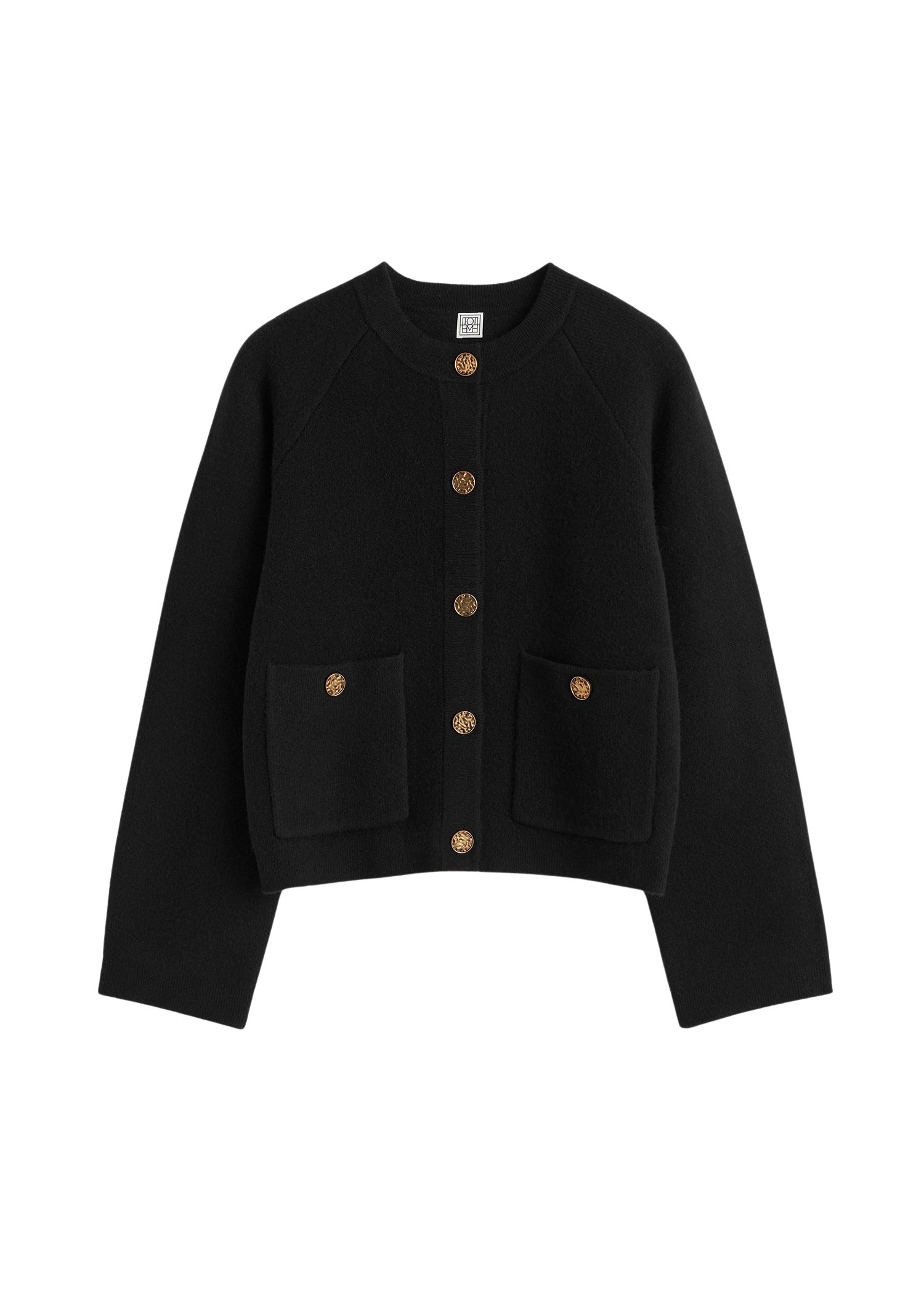Totême Hammered button cardigan in Black - Knitwear - Scandinavian Minimalist Luxury at Luxury Shoes 