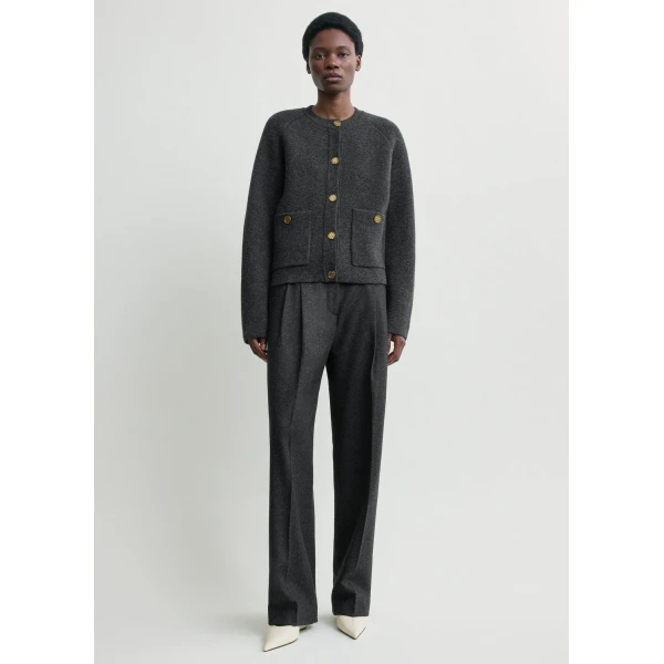 Toteme Hammered button cardigan in Charcoal, view 2