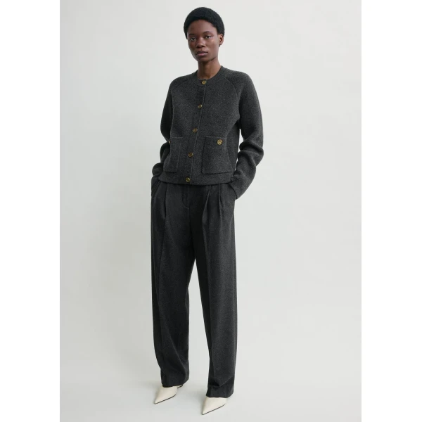 Toteme Hammered button cardigan in Charcoal, view 3