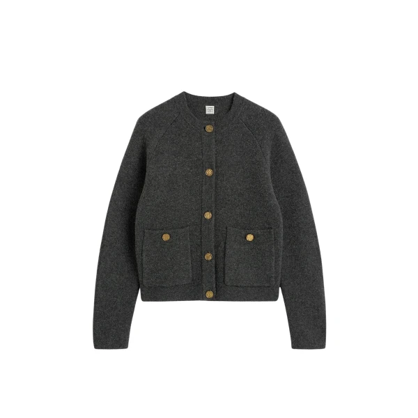 Toteme Hammered button cardigan in Charcoal