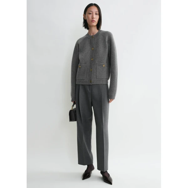 Toteme Hammered button cardigan in Grey melange, view 2