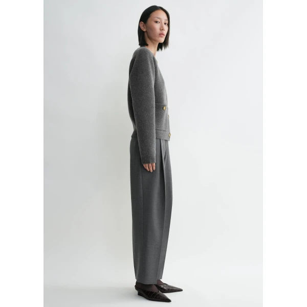 Toteme Hammered button cardigan in Grey melange, view 4