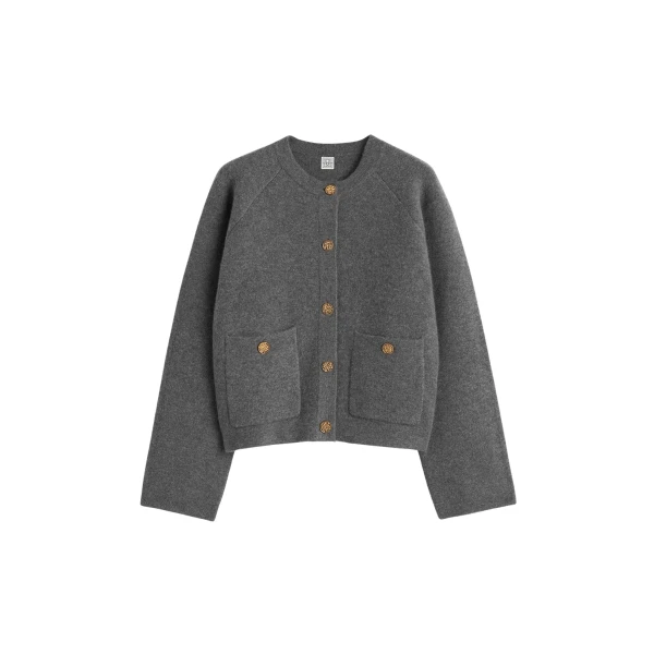 Toteme Hammered button cardigan in Grey melange