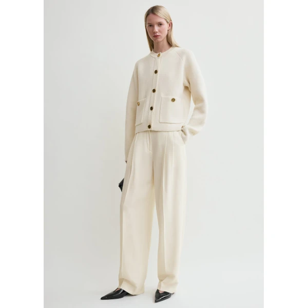 Toteme Hammered button cardigan in Milk, view 2