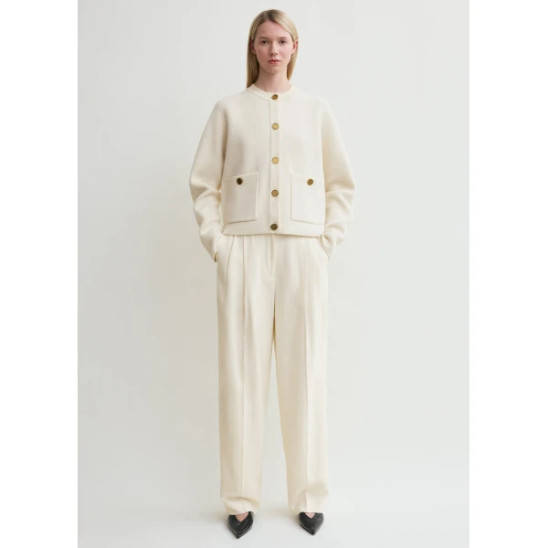 Toteme Hammered button cardigan in Milk, view 3