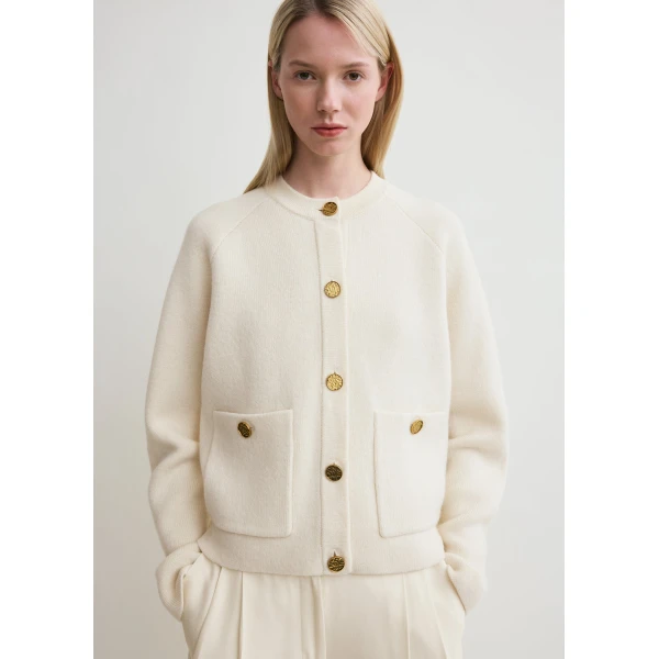 Toteme Hammered button cardigan in Milk, view 5