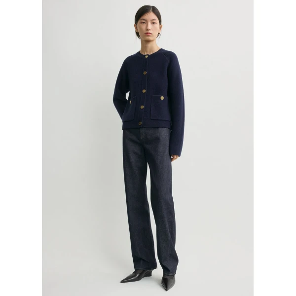 Toteme Hammered button cardigan in Navy, view 2
