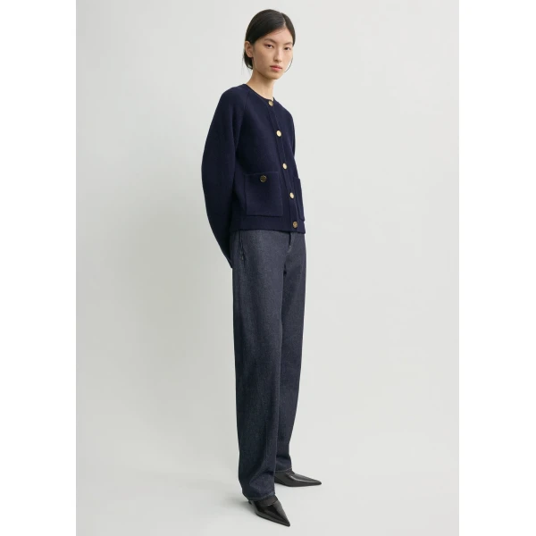 Toteme Hammered button cardigan in Navy, view 3