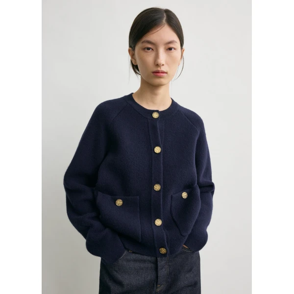 Toteme Hammered button cardigan in Navy, view 5