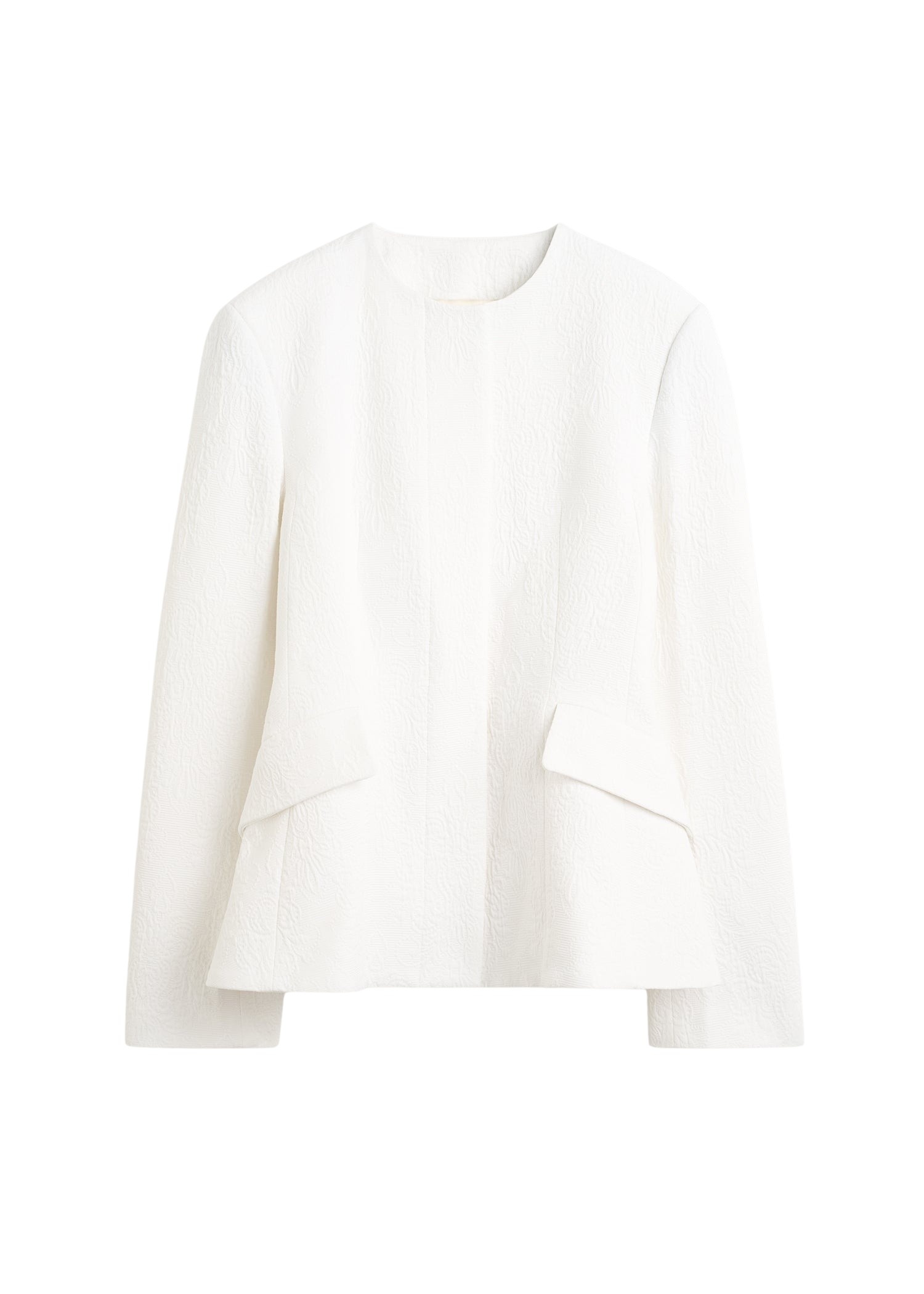 Totême Jacquard cotton jacket in Optic white - Jackets - Scandinavian Minimalist Luxury at Luxury Shoes 