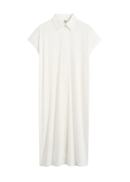 Totême Jersey shirtdress in Off-white - Dresses - Scandinavian Minimalist Luxury at Luxury Shoes 