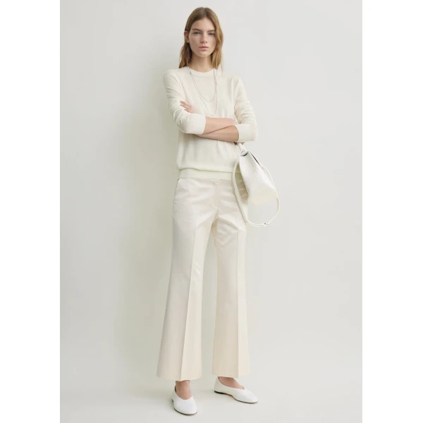 Toteme Kick flare raw-edge trousers in Stone, view 2