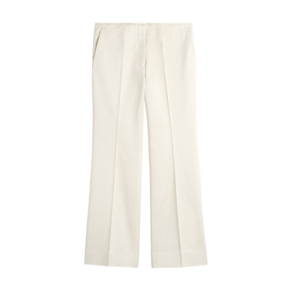 Totême Kick flare raw-edge trousers in Stone - Pants - Scandinavian Minimalist Luxury at Luxury Shoes 