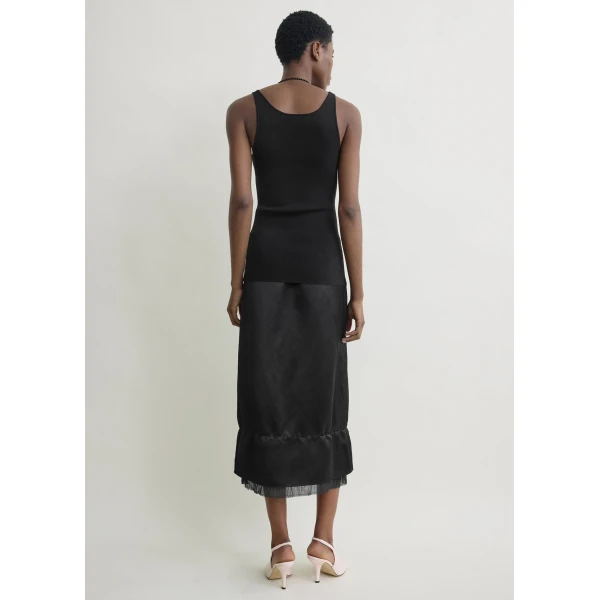 Toteme Layered satin skirt in Black, view 4