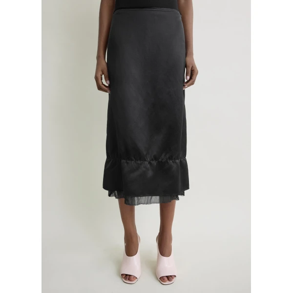 Toteme Layered satin skirt in Black, view 5