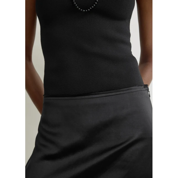 Toteme Layered satin skirt in Black, view 6