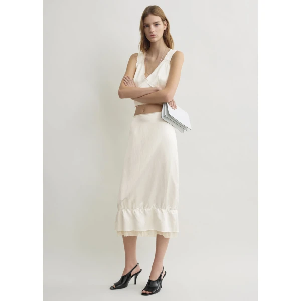 Toteme Layered satin skirt in White, view 2