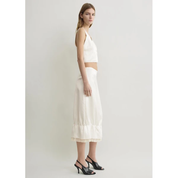 Toteme Layered satin skirt in White, view 3