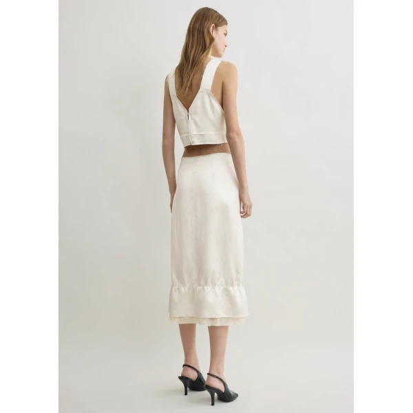 Toteme Layered satin skirt in White, view 4