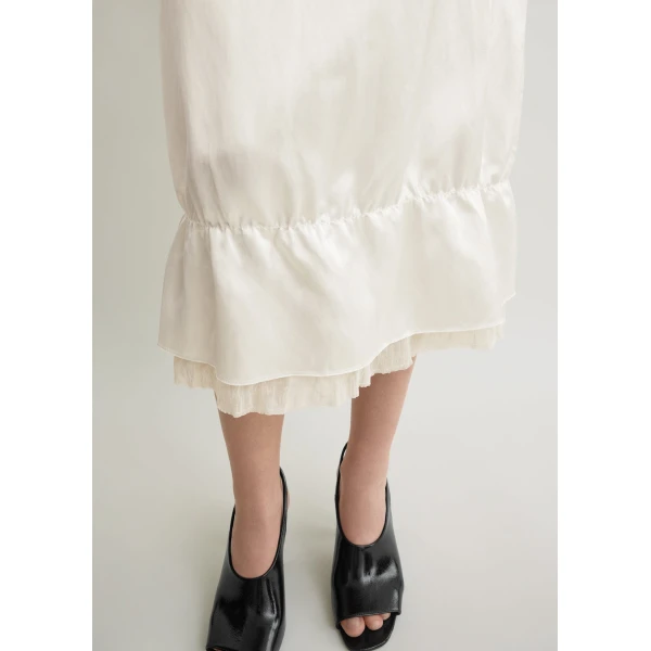 Toteme Layered satin skirt in White, view 5
