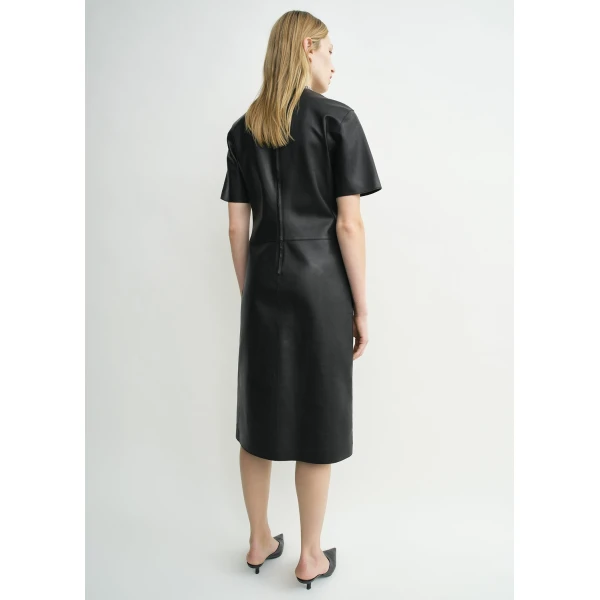 Toteme Leather tee dress in Black, view 4